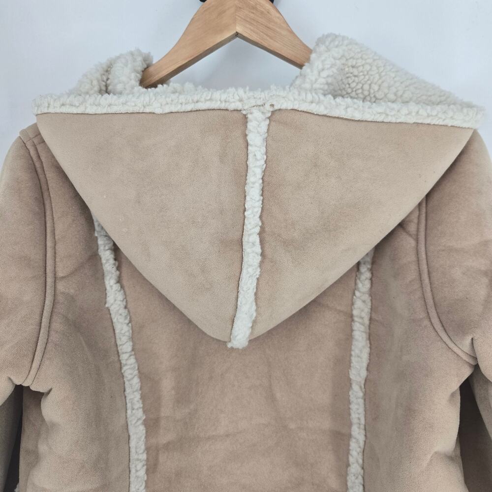 L.L.Bean Girls Vintage Tan Faux Suede Sherpa Lined Hooded Winter Coat XL - Picture 7 of 11